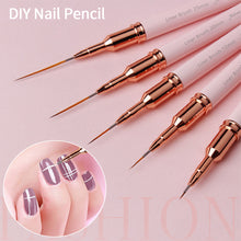 Load image into Gallery viewer, DIY Nail Art Painting Liners Pen Striping Brushes Tool Pink Metal Drawing Detail Painting Blending Liner Nail Brush Pencil
