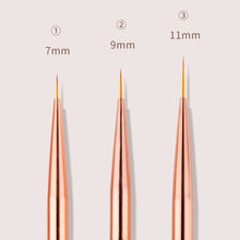 Load image into Gallery viewer, 3Pcs Nail Art Liner French Stripe Brush 7/9/11mm Soft Nail Art Metal Penholder Gel Brushes Painting Drawing Manicure Pen Tools
