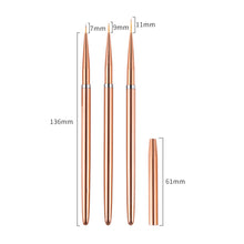 Load image into Gallery viewer, 3Pcs Nail Art Liner French Stripe Brush 7/9/11mm Soft Nail Art Metal Penholder Gel Brushes Painting Drawing Manicure Pen Tools
