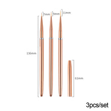Load image into Gallery viewer, 3Pcs Nail Art Liner French Stripe Brush 7/9/11mm Soft Nail Art Metal Penholder Gel Brushes Painting Drawing Manicure Pen Tools
