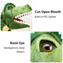 Load image into Gallery viewer, Dinosaur Plush Hand Puppet Toys Role Play Bedtime Story Props Kindergarten performance Lifelike Gloves 11 Style Triceratop Tyrannosaurus
