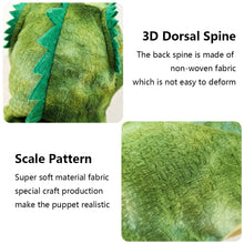 Load image into Gallery viewer, Dinosaur Plush Hand Puppet Toys Role Play Bedtime Story Props Kindergarten performance Lifelike Gloves 11 Style Triceratop Tyrannosaurus
