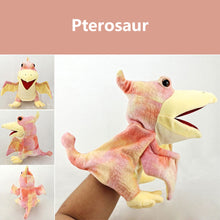Load image into Gallery viewer, Dinosaur Plush Hand Puppet Toys Role Play Bedtime Story Props Kindergarten performance Lifelike Gloves 11 Style Triceratop Tyrannosaurus
