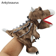 Load image into Gallery viewer, Dinosaur Plush Hand Puppet Toys Role Play Bedtime Story Props Kindergarten performance Lifelike Gloves 11 Style Triceratop Tyrannosaurus
