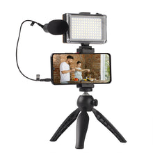 Load image into Gallery viewer, Desktop Mobile Phone Tripod Live Broadcast Bracket Microphone Fill Light Combination Live Shooting Set
