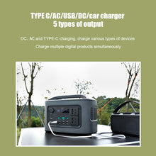 Load image into Gallery viewer, 200-240V 600W EU 600Wh Portable Power Station Pure Sine Wave for Home Outdoor Car Drone Laptops Solar Generator Charging
