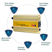 Load image into Gallery viewer, 2000W Car Pure Sinewave Inverter Sine Wave Power Inverter DC 12V To AC 220V Voltage Converter Car Micro Converter Transformer
