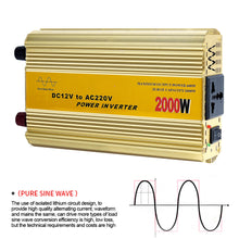 Load image into Gallery viewer, 2000W Car Pure Sinewave Inverter Sine Wave Power Inverter DC 12V To AC 220V Voltage Converter Car Micro Converter Transformer
