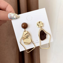 Load image into Gallery viewer, Temperamental Vintage Earrings Geometrically Irregular Oil Dropping Ear Studs Asymmetrical Simple Earrings Jewelry Gift

