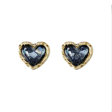 Load image into Gallery viewer, Gold Edged Peach Heart Earrings Small Delicate Simple Alloy Ear Studs Earrings Women Jewelry Accessories

