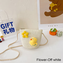 Load image into Gallery viewer, Children Fashion Woven Bag Shoulder Bag Messenger Bag Girls Boys Cute Cartoon Straw Woven Inclined Shoulder Bag
