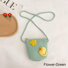 Load image into Gallery viewer, Children Fashion Woven Bag Shoulder Bag Messenger Bag Girls Boys Cute Cartoon Straw Woven Inclined Shoulder Bag
