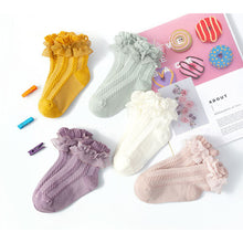 Load image into Gallery viewer, Children Lace Socks Warm Socks Soft Breathable Lace Socks Comfortable Cotton Socks for Girls
