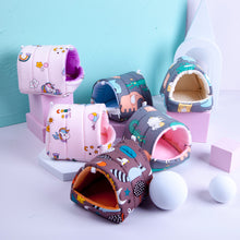 Load image into Gallery viewer, Cute Small Animal Sleeping Bed Rabbit Squirrel Guinea Pig Nest Hamster House Winter Colorful Mini Cage Comfortable Soft Warm Mat
