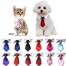 Load image into Gallery viewer, Dog Cat Striped Bow Tie Animal Striped Bowtie Collar Pet Adjustable Neck Tie White Collar Dog Necktie For Party Wedding Tie
