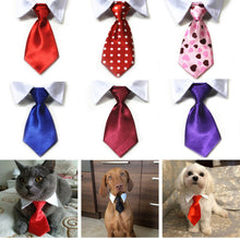 Load image into Gallery viewer, Dog Cat Striped Bow Tie Animal Striped Bowtie Collar Pet Adjustable Neck Tie White Collar Dog Necktie For Party Wedding Tie

