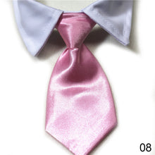 Load image into Gallery viewer, Dog Cat Striped Bow Tie Animal Striped Bowtie Collar Pet Adjustable Neck Tie White Collar Dog Necktie For Party Wedding Tie
