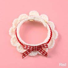 Load image into Gallery viewer, Pet Collar Puppy Dogs Cats Woolen Collar Pet Necklace Saliva Towel Hand-knitted Cat Bow-knot Adjustable Collar Crochet Neck Strap Pet Accessories

