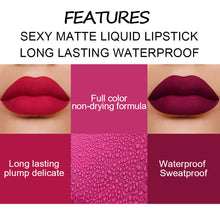 Load image into Gallery viewer, Women Waterproof Matte Velvet Lip Glaze Not Easy To Fade Long-Lasting Lip Gloss Liquid Lipstick Makeup Cosmetic Tool
