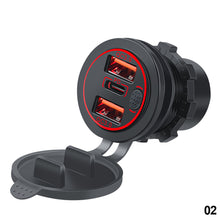 Load image into Gallery viewer, 68W Car Charger Dual QC 3.0 USB &amp; PD Type-C Triple Socket 12-24V with Switch Waterproof for Car Boat Marine RV

