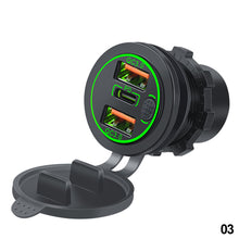 Load image into Gallery viewer, 68W Car Charger Dual QC 3.0 USB &amp; PD Type-C Triple Socket 12-24V with Switch Waterproof for Car Boat Marine RV
