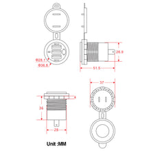 Load image into Gallery viewer, 68W Car Charger Three QC 3.0 USB Socket 12-24V with Switch Waterproof for Car Boat Marine RV
