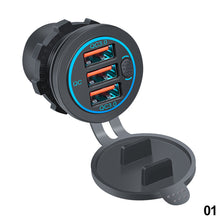 Load image into Gallery viewer, 68W Car Charger Three QC 3.0 USB Socket 12-24V with Switch Waterproof for Car Boat Marine RV
