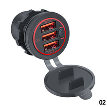 Load image into Gallery viewer, 68W Car Charger Three QC 3.0 USB Socket 12-24V with Switch Waterproof for Car Boat Marine RV
