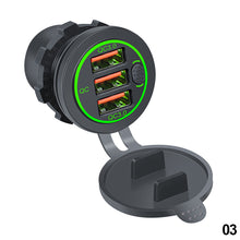 Load image into Gallery viewer, 68W Car Charger Three QC 3.0 USB Socket 12-24V with Switch Waterproof for Car Boat Marine RV
