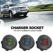 Load image into Gallery viewer, Dual Voltage Car LED Waterproof Round Waterproof LED Panel Digital Voltmeter Tester Monitor Display Voltmeter

