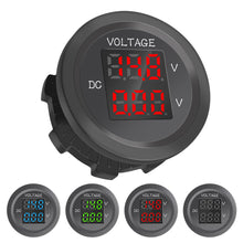 Load image into Gallery viewer, Dual Voltage Car LED Waterproof Round Waterproof LED Panel Digital Voltmeter Tester Monitor Display Voltmeter
