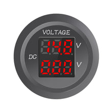 Load image into Gallery viewer, Dual Voltage Car LED Waterproof Round Waterproof LED Panel Digital Voltmeter Tester Monitor Display Voltmeter
