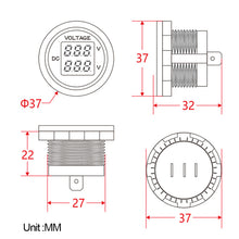 Load image into Gallery viewer, Dual Voltage Car LED Waterproof Round Waterproof LED Panel Digital Voltmeter Tester Monitor Display Voltmeter
