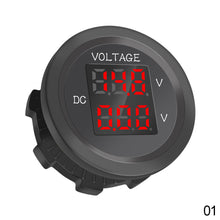 Load image into Gallery viewer, Dual Voltage Car LED Waterproof Round Waterproof LED Panel Digital Voltmeter Tester Monitor Display Voltmeter
