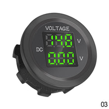 Load image into Gallery viewer, Dual Voltage Car LED Waterproof Round Waterproof LED Panel Digital Voltmeter Tester Monitor Display Voltmeter
