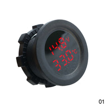 Load image into Gallery viewer, Car Digital Temperature Voltmeter Auto Voltage Test Display Digital Measurement for Motorcycle Boat Yacht Voltmeter Round 12-24V
