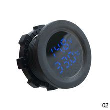 Load image into Gallery viewer, Car Digital Temperature Voltmeter Auto Voltage Test Display Digital Measurement for Motorcycle Boat Yacht Voltmeter Round 12-24V
