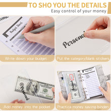Load image into Gallery viewer, A6 Marble PU Leather Budget Binder Planner Notebook Cash Envelopes Organizer System with Binder Pockets Expense Budget Sheets
