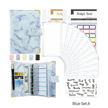 Load image into Gallery viewer, A6 Marble PU Leather Budget Binder Planner Notebook Cash Envelopes Organizer System with Binder Pockets Expense Budget Sheets
