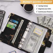 Load image into Gallery viewer, A6 Marble PU Money Budget Planner Binder With Zipper Envelopes Notebook Organizer System with Binder Pockets Saving Bill Organizer Gifts
