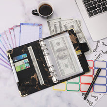 Load image into Gallery viewer, A6 Marble PU Money Budget Planner Binder With Zipper Envelopes Notebook Organizer System with Binder Pockets Saving Bill Organizer Gifts
