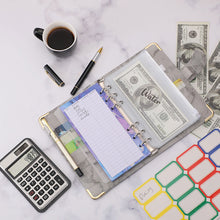 Load image into Gallery viewer, A6 Marble PU Money Budget Planner Binder With Zipper Envelopes Notebook Organizer System with Binder Pockets Saving Bill Organizer Gifts
