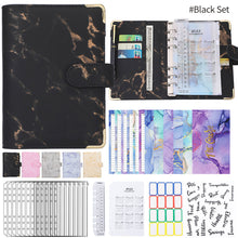 Load image into Gallery viewer, A6 Marble PU Money Budget Planner Binder With Zipper Envelopes Notebook Organizer System with Binder Pockets Saving Bill Organizer Gifts
