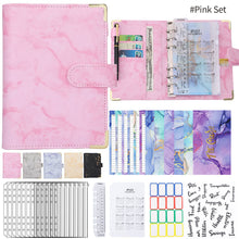Load image into Gallery viewer, A6 Marble PU Money Budget Planner Binder With Zipper Envelopes Notebook Organizer System with Binder Pockets Saving Bill Organizer Gifts
