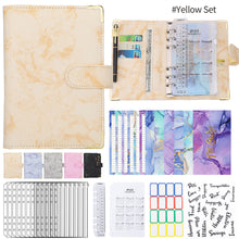 Load image into Gallery viewer, A6 Marble PU Money Budget Planner Binder With Zipper Envelopes Notebook Organizer System with Binder Pockets Saving Bill Organizer Gifts
