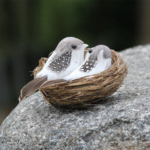 Load image into Gallery viewer, 1 Set Artificial Feathered Birds &amp; Nest &amp; Egg Creative Craft Birds Sculpture Lawn Arts Ornaments Home Garden Lawn Decoration
