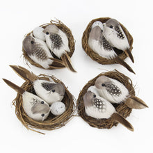 Load image into Gallery viewer, 1 Set Artificial Feathered Birds &amp; Nest &amp; Egg Creative Craft Birds Sculpture Lawn Arts Ornaments Home Garden Lawn Decoration
