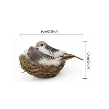 Load image into Gallery viewer, 1 Set Artificial Feathered Birds &amp; Nest &amp; Egg Creative Craft Birds Sculpture Lawn Arts Ornaments Home Garden Lawn Decoration
