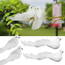 Load image into Gallery viewer, Artificial White Pigeon Plastic Feather Love Peace Doves Bird Simulation Figurines DIY Craft Wedding Decoration Garden Ornament
