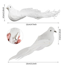 Load image into Gallery viewer, Artificial White Pigeon Plastic Feather Love Peace Doves Bird Simulation Figurines DIY Craft Wedding Decoration Garden Ornament
